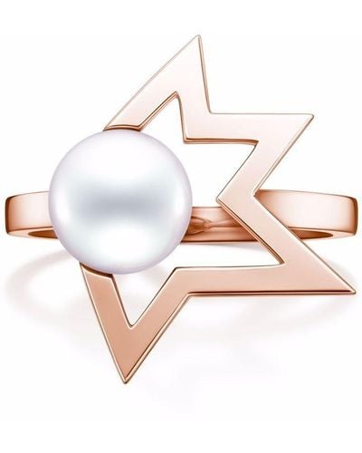 Tasaki 18kt Rose Gold Collection Line Comet Plus Pearl Ring - Pink