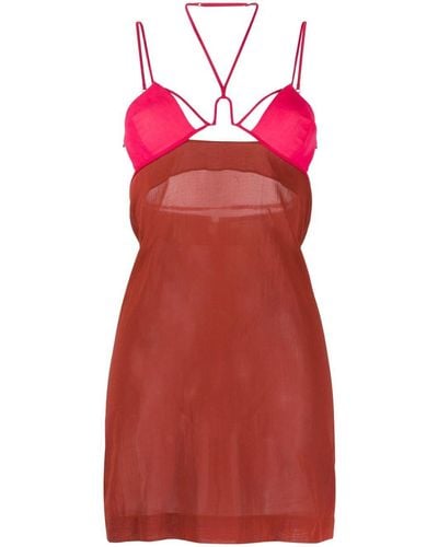 Nensi Dojaka Underwire Strappy Mini Dress - Red