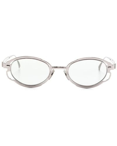 Kuboraum H01 Sonnenbrille mit ovalem Gestell - Weiß