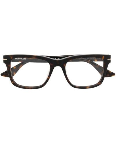 Montblanc トータスシェル スクエア眼鏡フレーム - ブラック