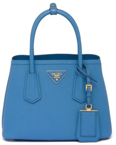 Prada Leather Logo-patch Shoulder Bag - Blue