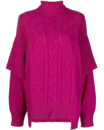Khrisjoy Logo-jacquard Cable-knit Sweater - Pink