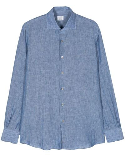 Mazzarelli Chambray Linen Shirt - Blue