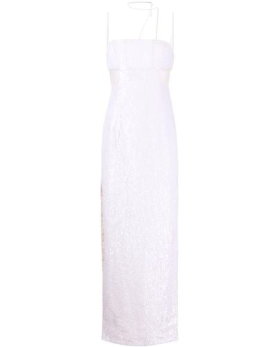 Rachel Gilbert Vestido largo Foster con lentejuelas - Blanco