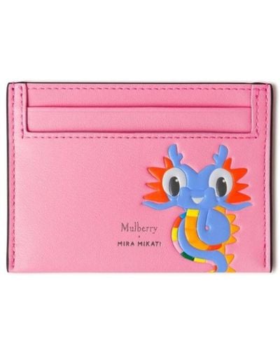 Mulberry X Mira Mikati Dragon-print Leather Cardholder - Pink