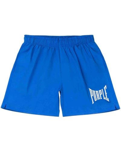 Purple Brand Logo-print Shorts - Blue
