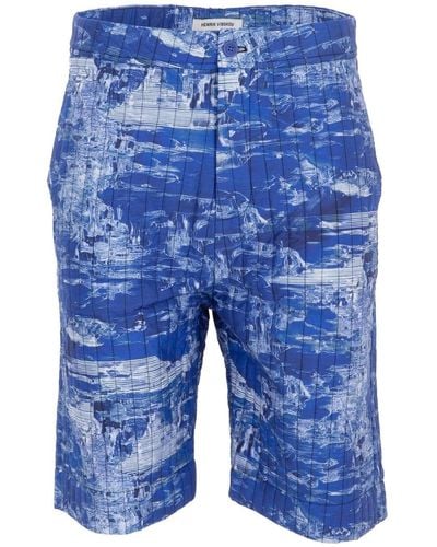 Henrik Vibskov Wheel Abstract-print Quilted Shorts - Blue