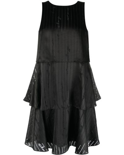 Armani Exchange Satin-finish Devoré-effect Sleeveless Dress - Black