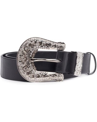 Alexandre Vauthier Crystal-embellished Buckle Belt - Black