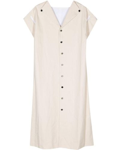 Plan C Spread-collar Cotton Maxi Dress - Natural