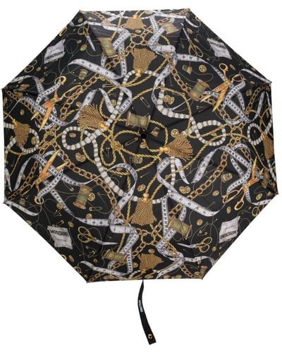 Moschino Regenschirm mit grafischem Print - Grau