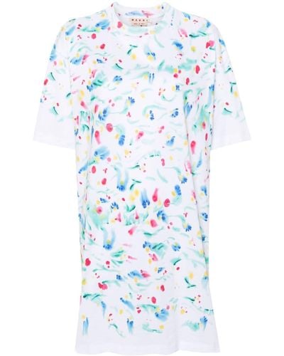 Marni Abstract-print Cotton T-shirt Dress - Blue