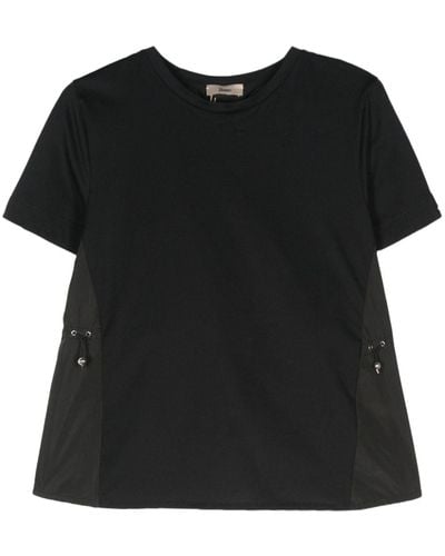 Herno Taffeta-panel Cotton T-shirt - Black