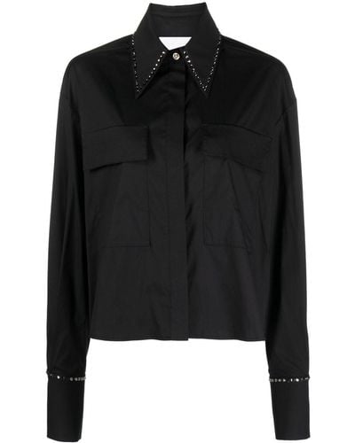Genny Rhinestone-embellished Long-sleeved Shirt - Black
