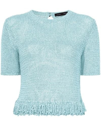 Proenza Schouler Haut en crochet à franges - Bleu