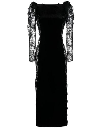 Alessandra Rich Maxi-jurk Met Open Rug - Zwart