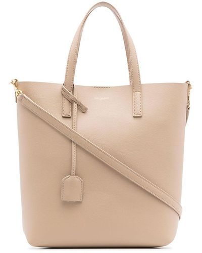 Saint Laurent Shopper Met Logoprint - Naturel