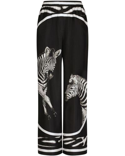 Dolce & Gabbana Zebra-print Twill Pajama Bottoms - Black