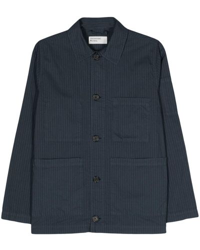 Universal Works Nearly Pinstriped Shirt Jacket - Blue
