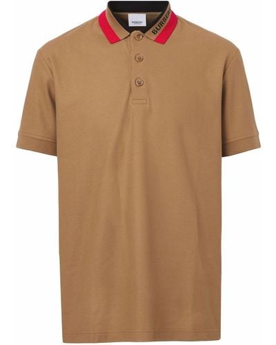 Burberry Edney Polo -shirt Met Gestreepte Kraag - Bruin