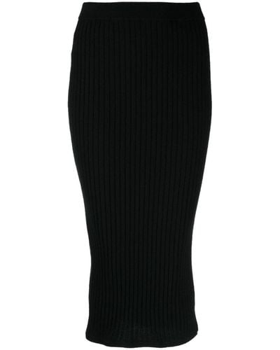 N.Peal Cashmere Organic Cashmere Ribbed Skirt - Black