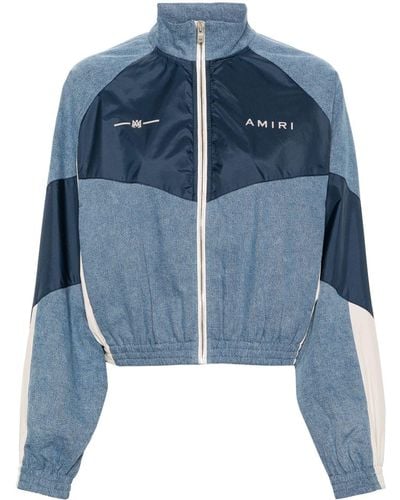 Amiri Cropped Chambray Track Jacket - Blue