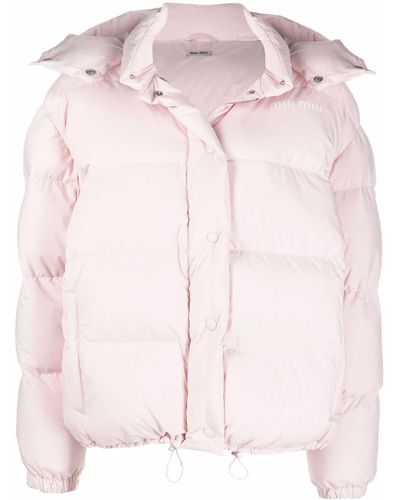 Miu Miu Hooded Puffer Jacket - Pink