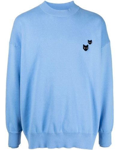 ZZERO BY SONGZIO Twin Panther Crewneck Jumper - Blue