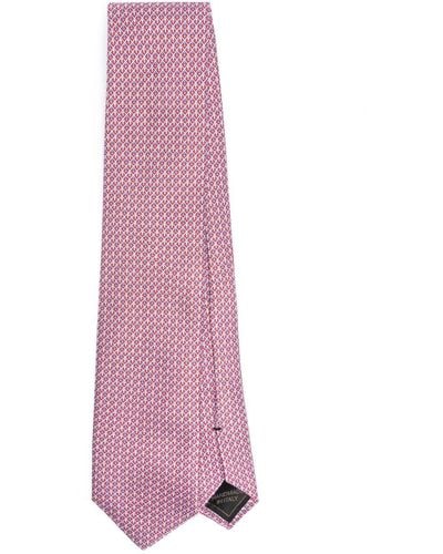 Brioni Patterned-jacquard Silk Tie - Pink