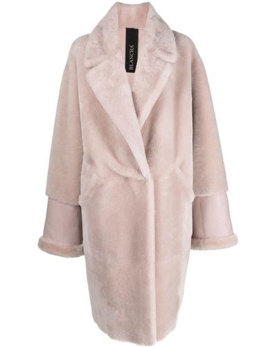 Blancha Reversible Shearling Single-breasted Coat - Pink
