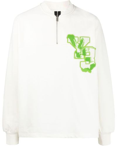 Y-3 Logo-patch Organic Cotton Sweatshirt - Green