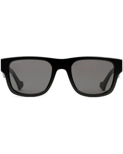 Gucci Gafas de sol con montura cuadrada y logo - Negro