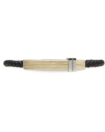 Ferragamo Logo-engraved braided bracelet - Bianco