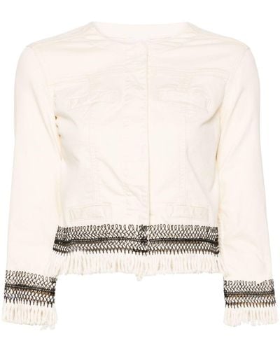 Liu Jo Fringed Cotton Jacket - Natural