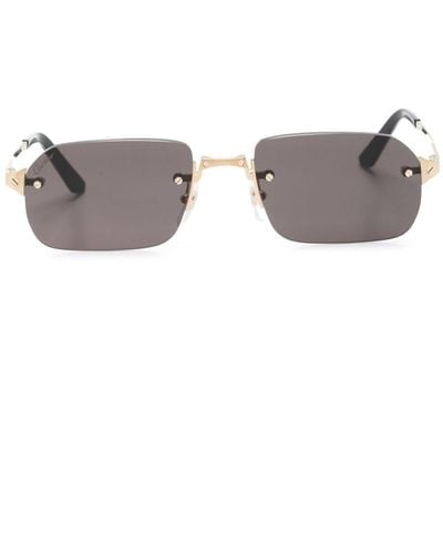 Cartier Santos Rectangle-frame Sunglasses - Gray