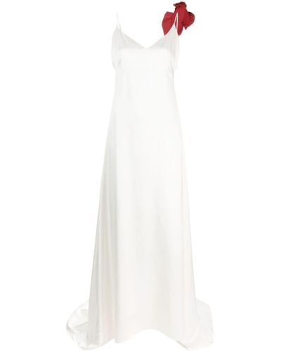 Magda Butrym Rose-appliqué Slip Gown - White
