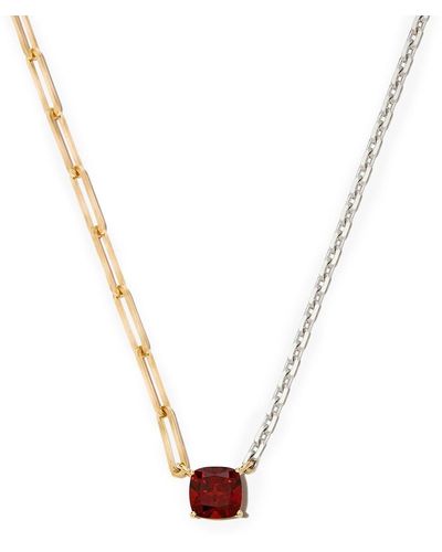 Yvonne Léon 18kt White And Yellow Gold Garnet Solitaire Necklace - Metallic