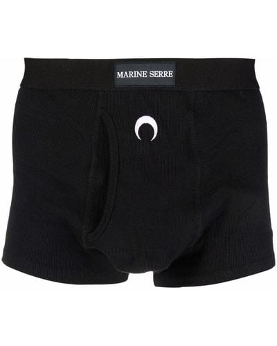Marine Serre Icon Crescent Moon Logo-embroidered Boxer Shorts - Black