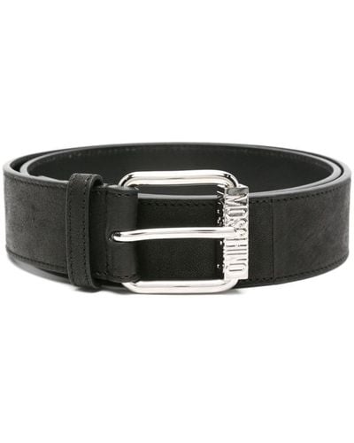 Moschino Logo-engraved Leather Belt - Black
