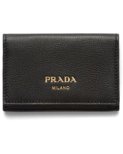 Prada Bi-fold Leather Cardholder - Black