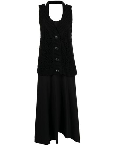 Goen.J Crochet-panel Layered Dress - Black