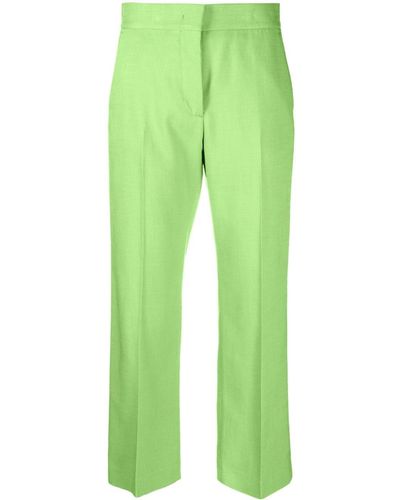 MSGM Straight-leg Cropped Trousers - Green