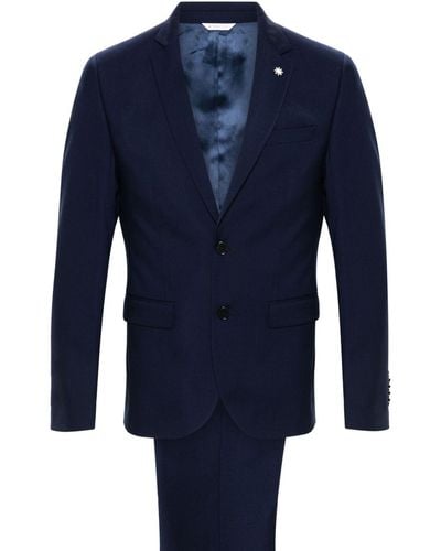 Manuel Ritz Single-breasted Wool Suit - Blue