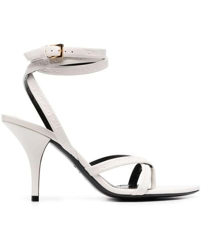 Tom Ford Logo-embossed Heeled Leather Sandals - White