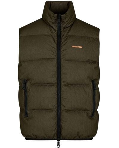 DSquared² Logo-embroidered Quilted Gilet - Green