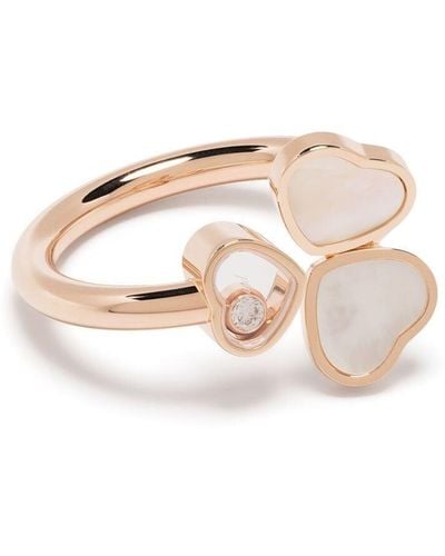 Chopard Anello Happy Hearts in oro rosa 18kt, diamanti e madre perla