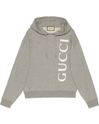 Gucci 【公式】 (グッチ) プリント フード付き スウェットシャツグレー コットングレー