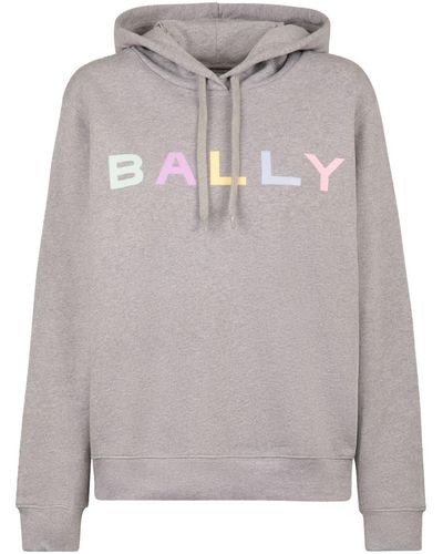Bally Logo-print Mélange-effect Hoodie - Grey