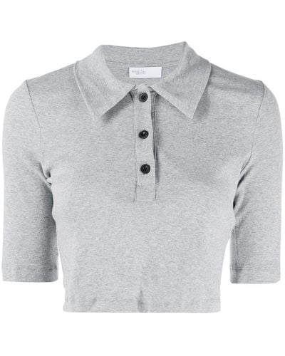 Rosetta Getty Short-sleeved Cropped Polo Shirt - Grey