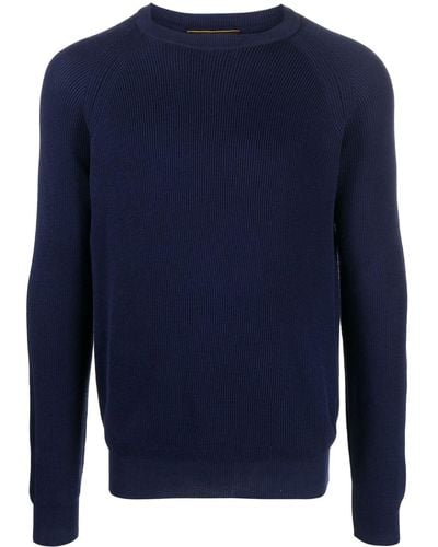 Moorer Raglan-sleeve Crew-neck Sweater - Blue